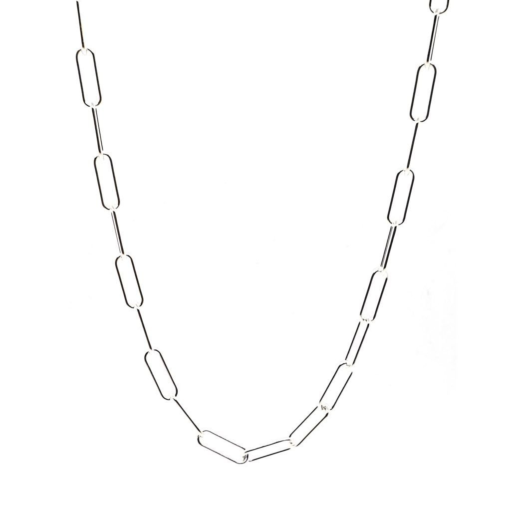 Sale of 925A Plain Silver Elongated Link Necklace or Chain