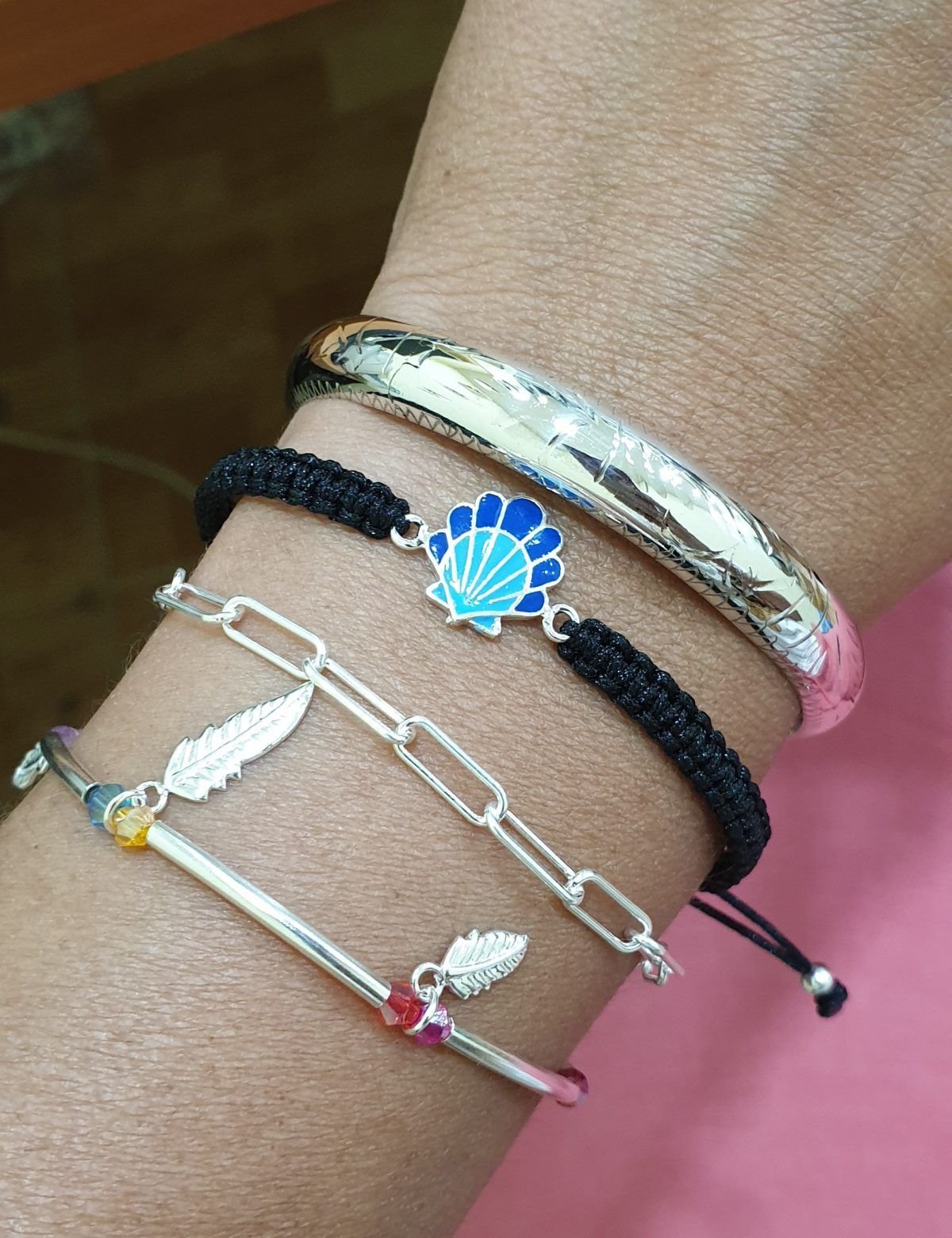 venta pulsera plumas