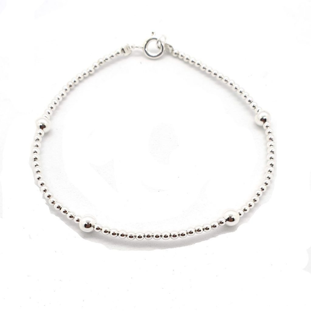 venta de pulsera de bolitas de plata de ley