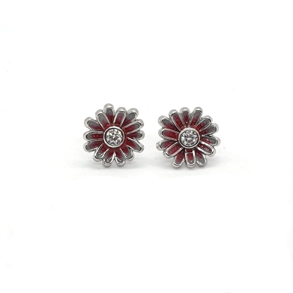 Daisy earring with pink petals for sale