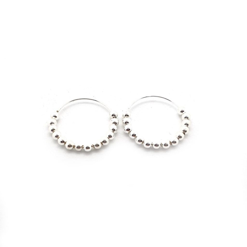 925 Sterling Silver Bead Hoops Earrings for Sale