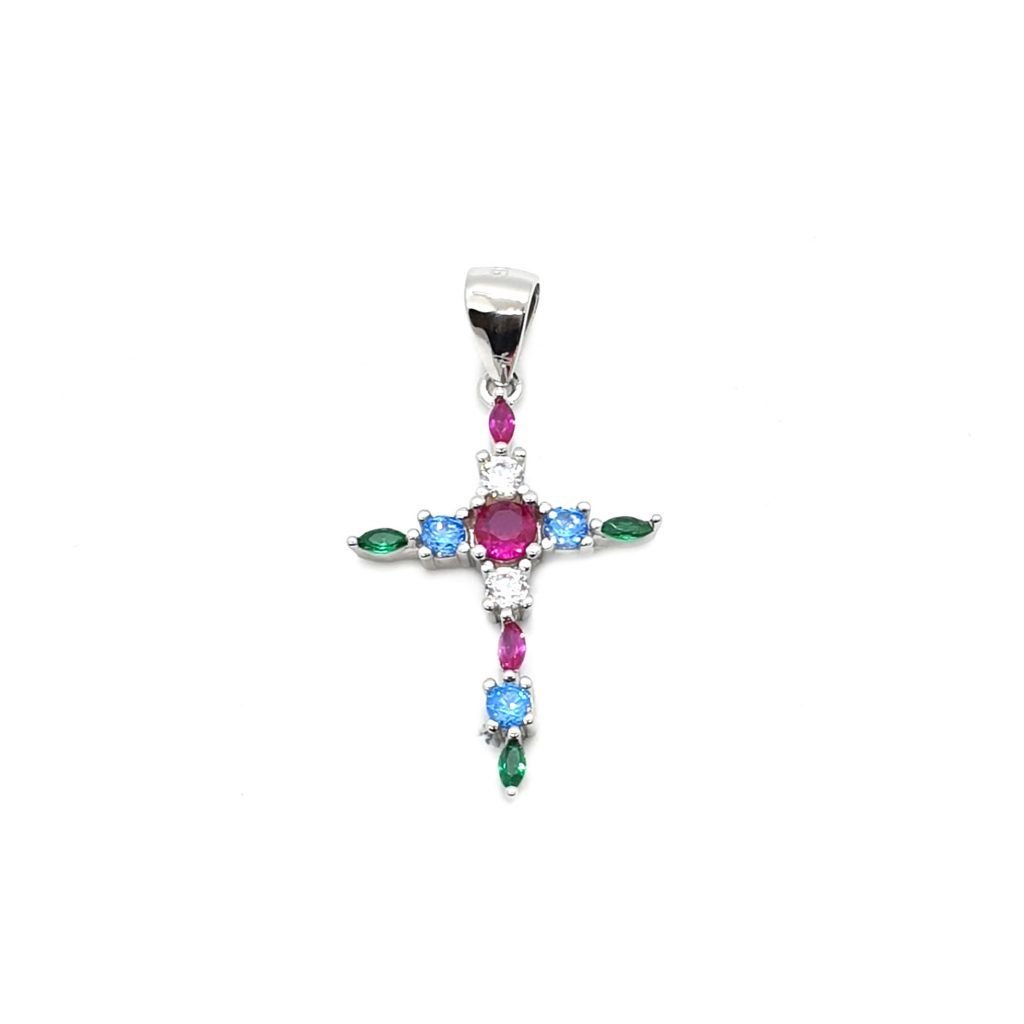 Sale of cross with sterling silver colored stones