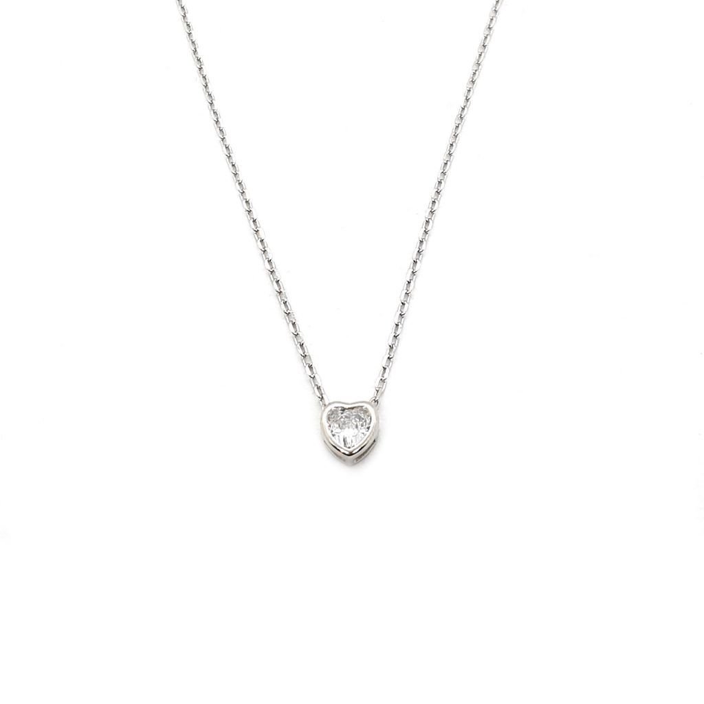 Collana a forma di cuore con zirconi in vendita in argento sterling