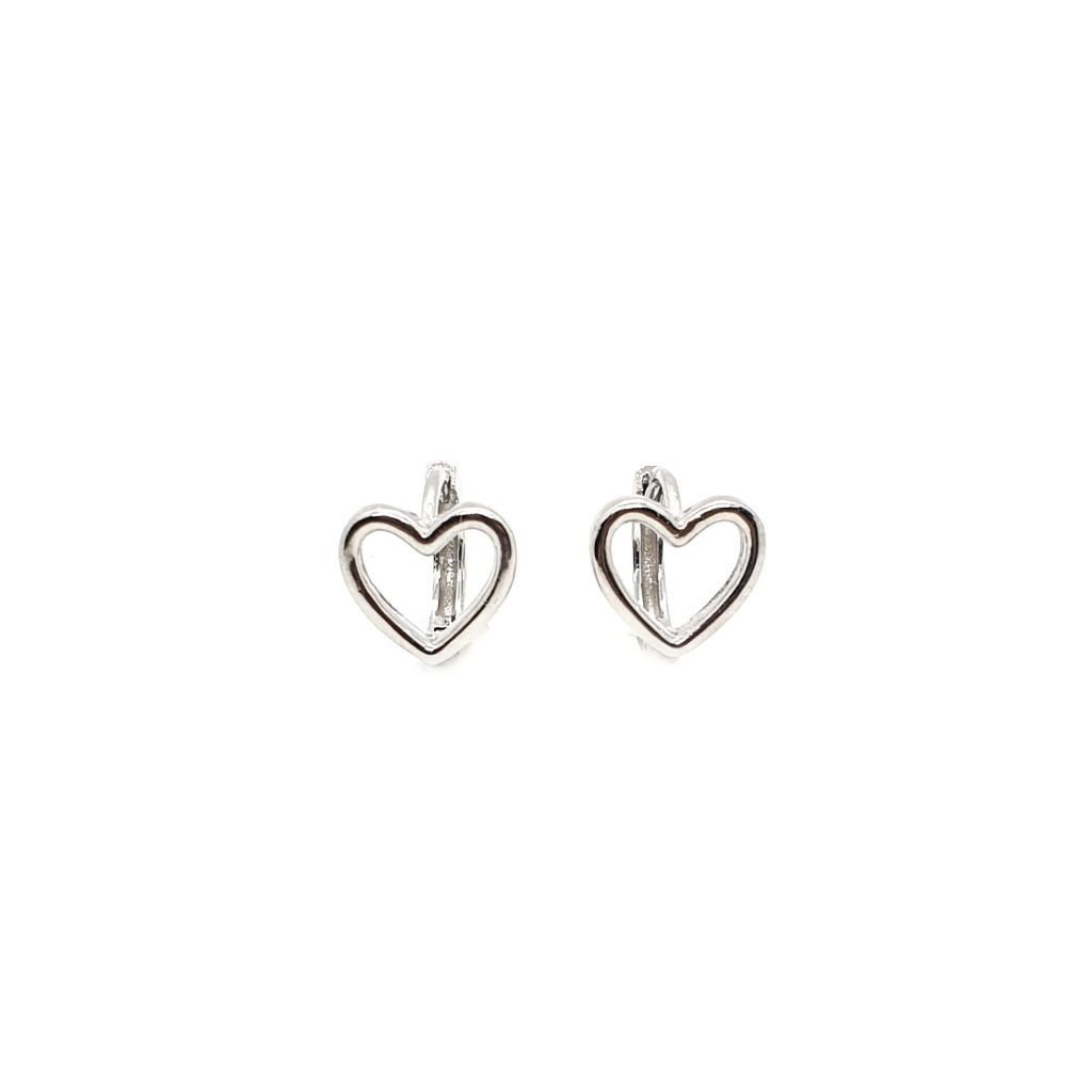 925 Sterling Silver Plain Heart Hoop Earring for Sale