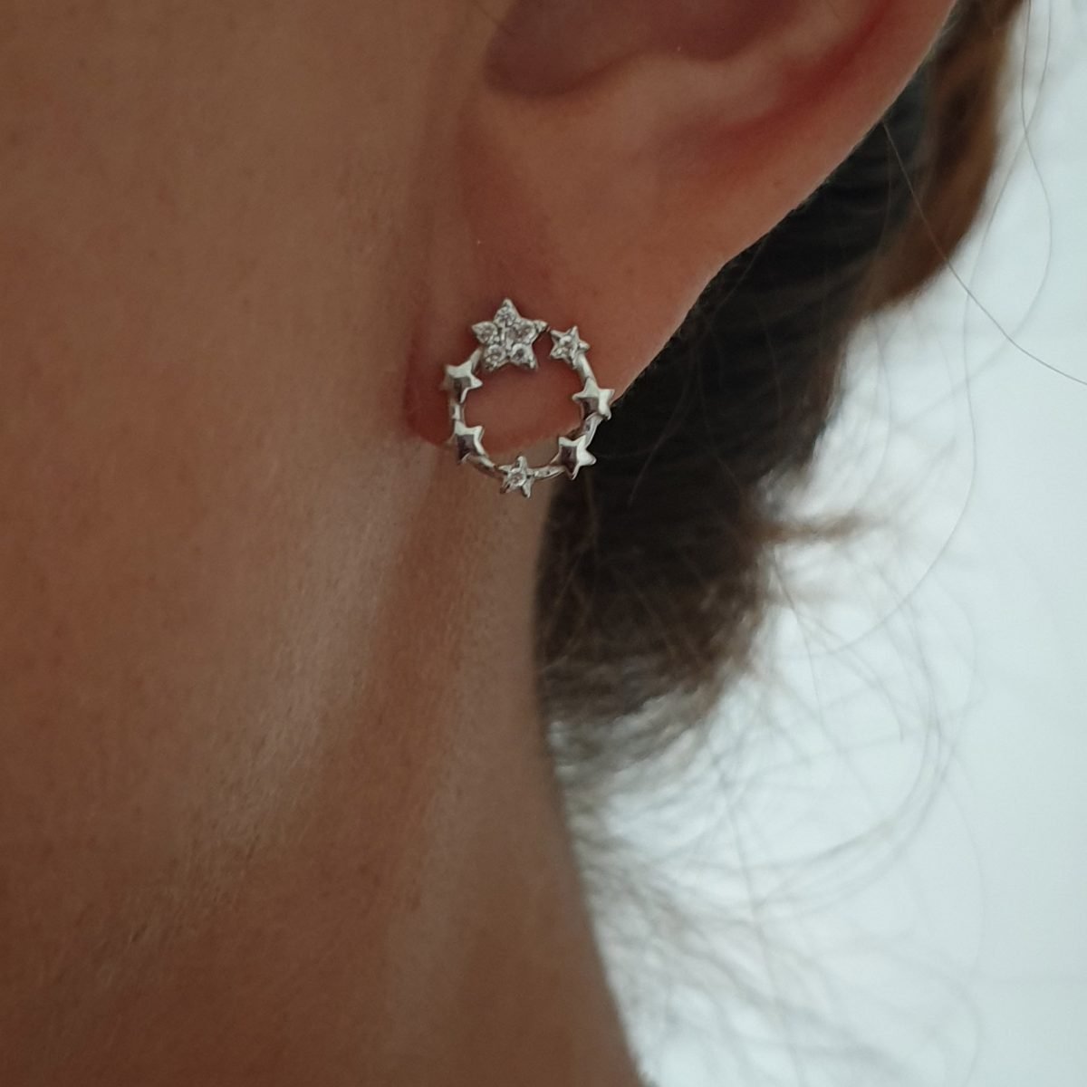 venta de pendiente estrella redondo moda de plata de ley 925