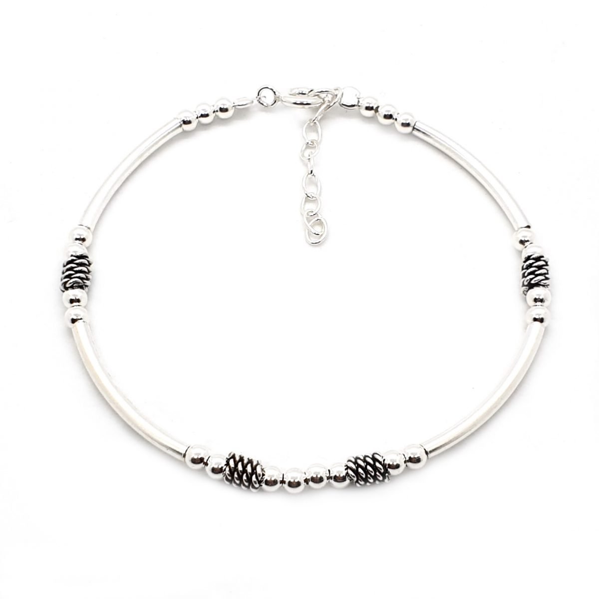 Bali Beads and Spiral Bracelet for Sale in 925 Sterling Silver