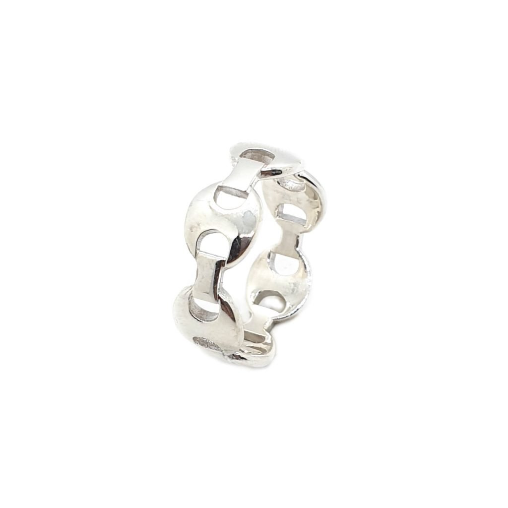 Anello a maglie in argento sterling 925 in vendita, 7 mm di larghezza