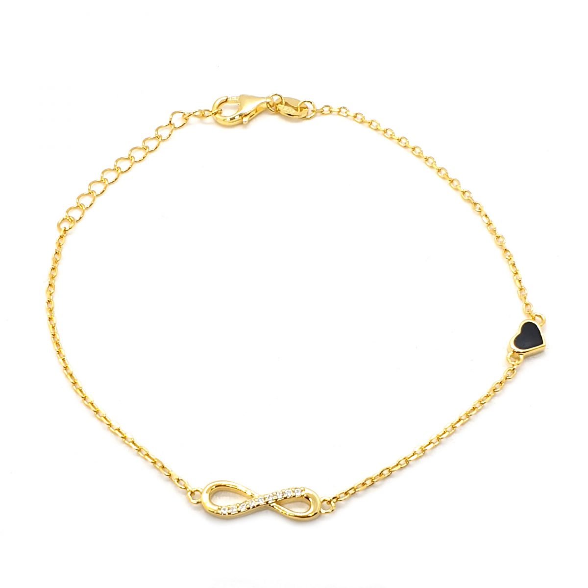venta de pulsera infinito corazón dorado de plata de ley 925