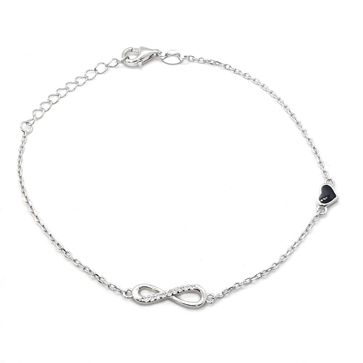 Sale of 925 Sterling Silver Enamel Heart Infinity Bracelet