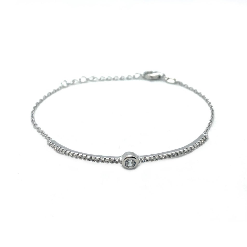 925 Sterling Silver Princess Bracelet with Zircons for Sale