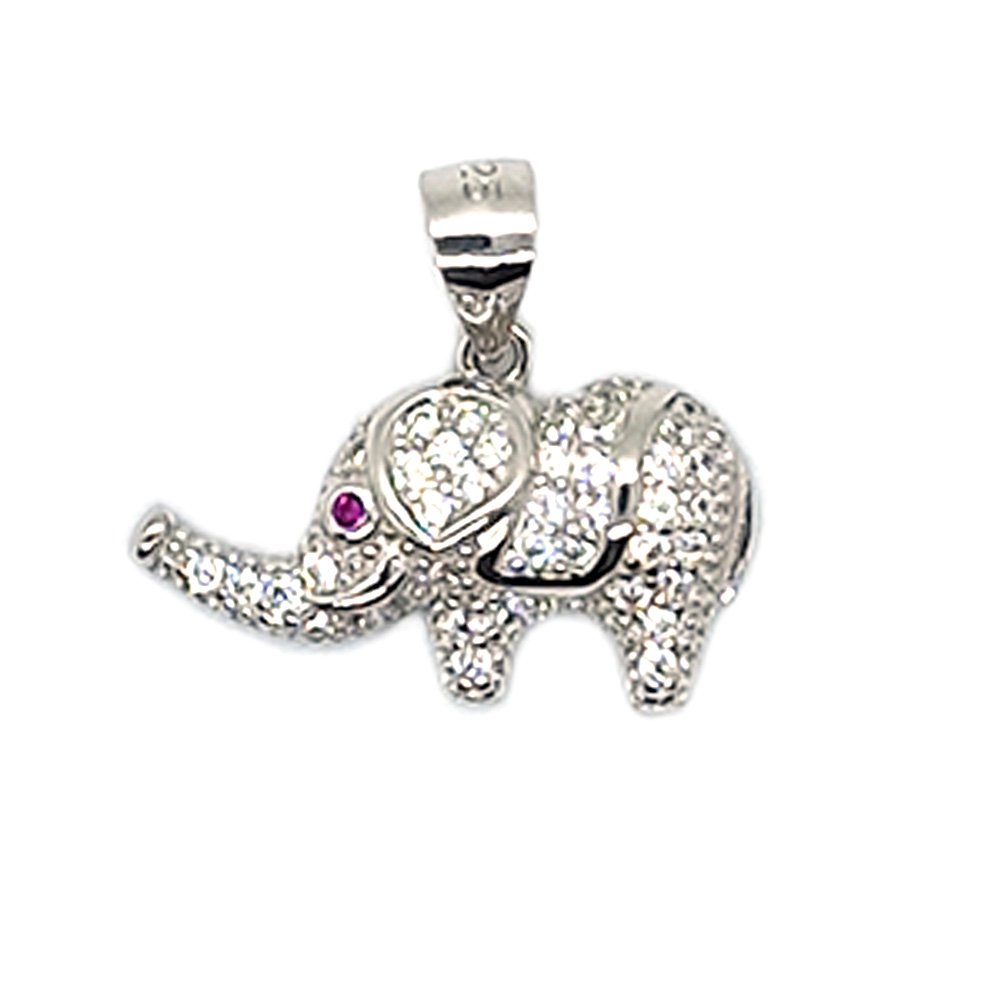 Ciondolo elefante con zirconi in argento sterling 925 in vendita