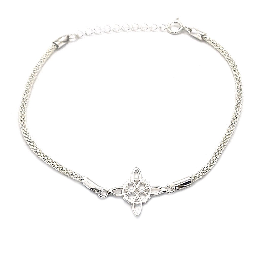 venta de pulsera nudo de bruja de plata 925, su largo de 17 + 3 cm