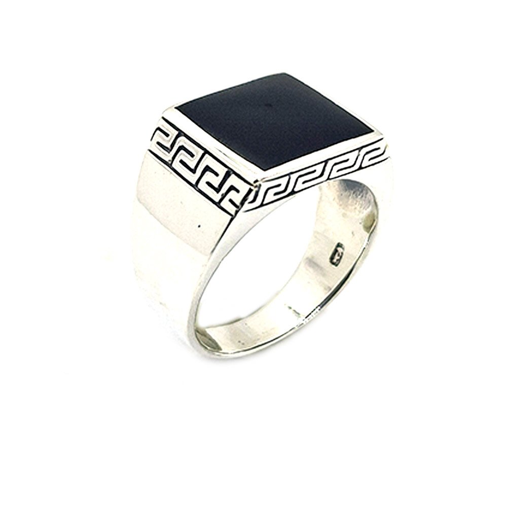 925 Sterling Silver Onyx Design Stamp per Gentleman in vendita