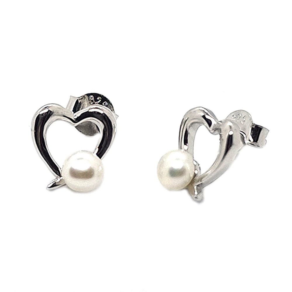 Vendita Orecchino Cuore con Perla è in Argento Sterling e Porta una Conchiglia di Perla