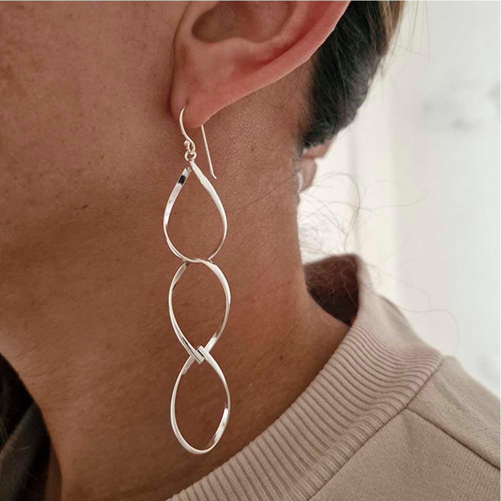 925 Sterling Silver Slavon Long Earrings for Sale