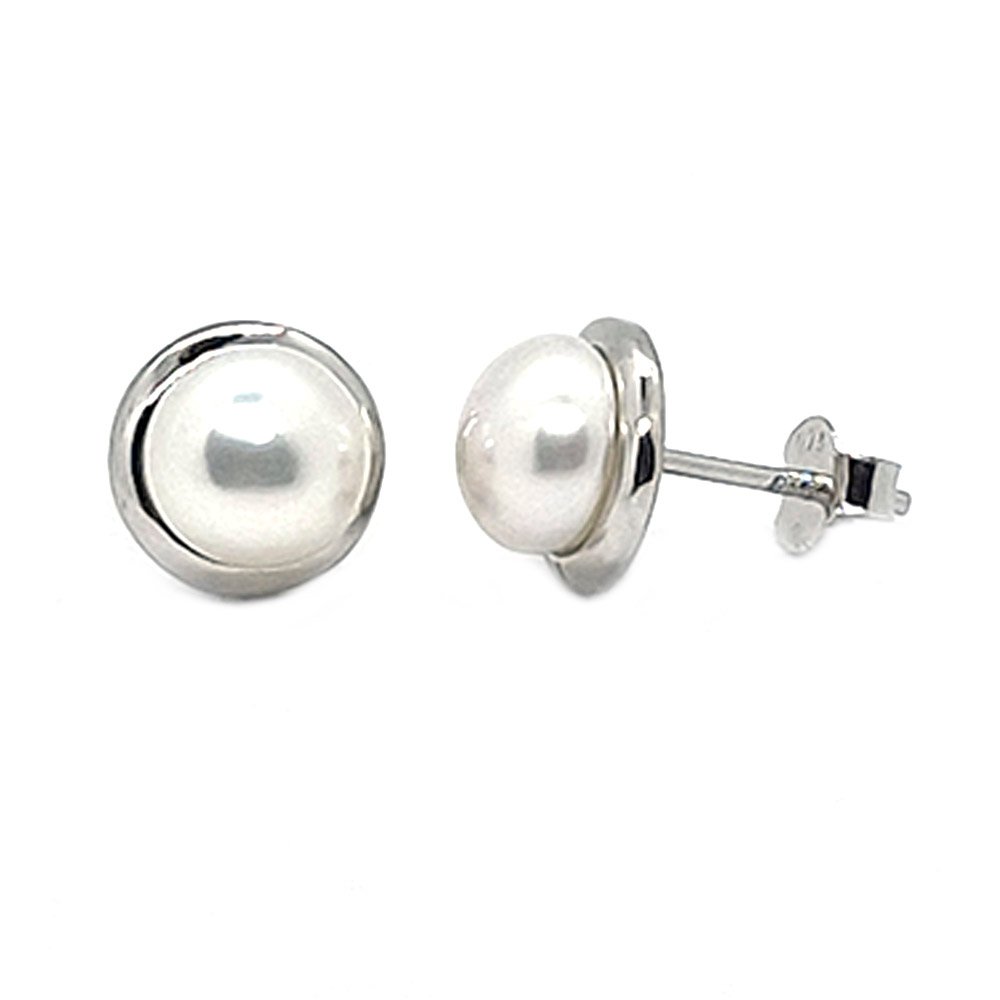 925 Sterling Silver Round Shell Pearl Earring for Sale