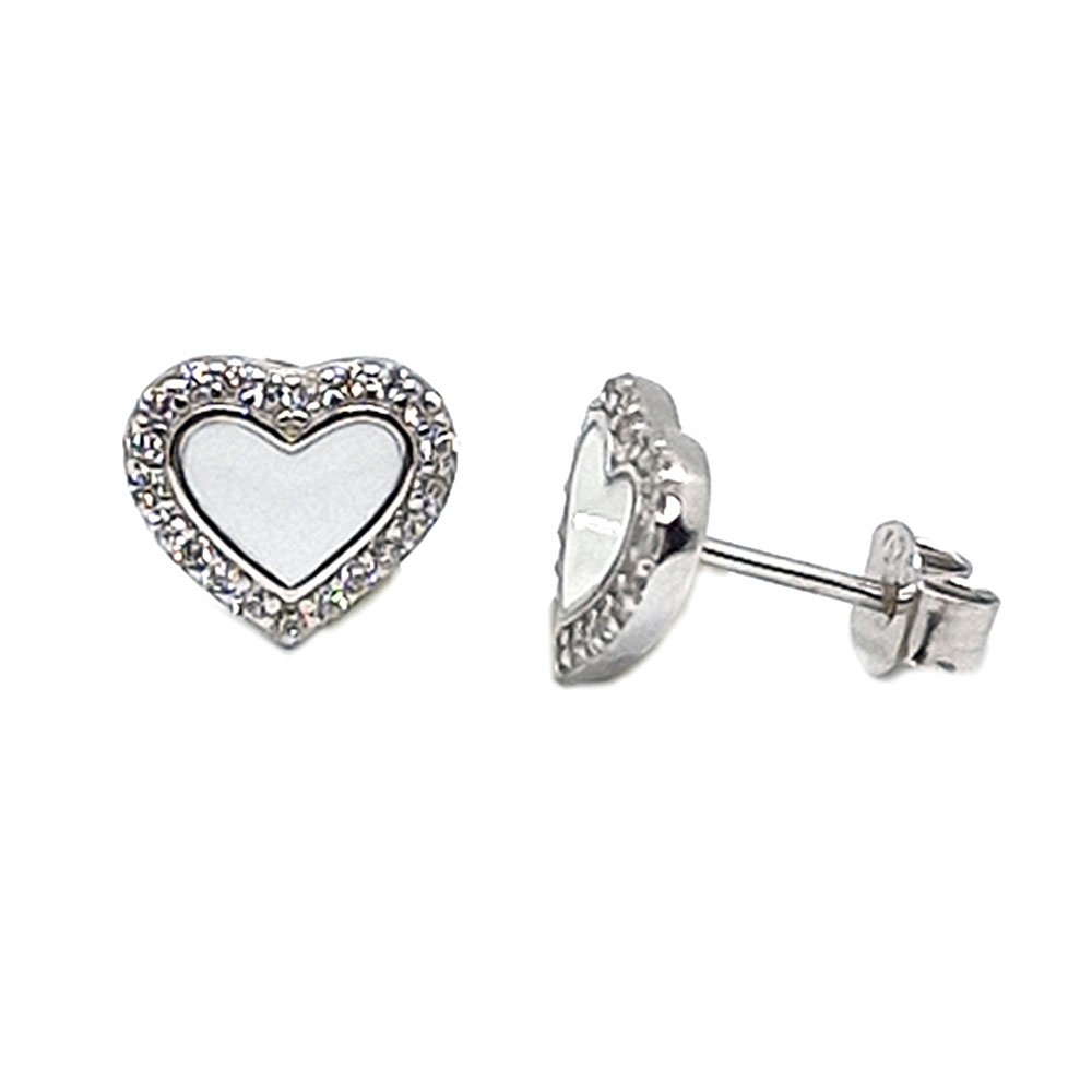 Sale of heart of light earring with mother-of-pearl in the center in 925 sterling silver