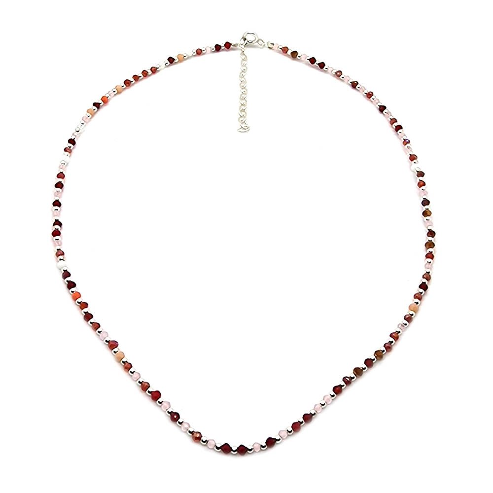 Rafaela necklace for sale combines colored stones with silver balls