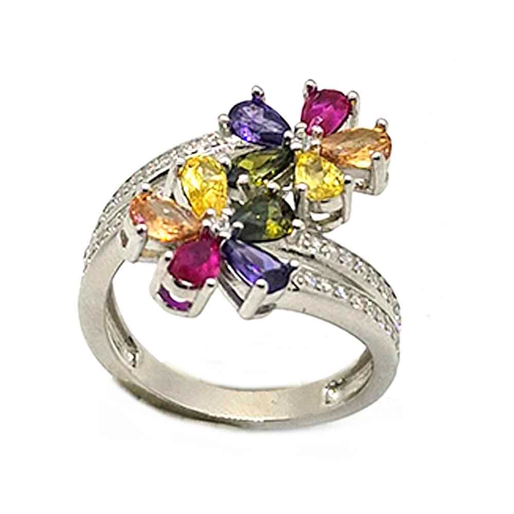 925 Sterling Silver doppio fiore anello in vendita