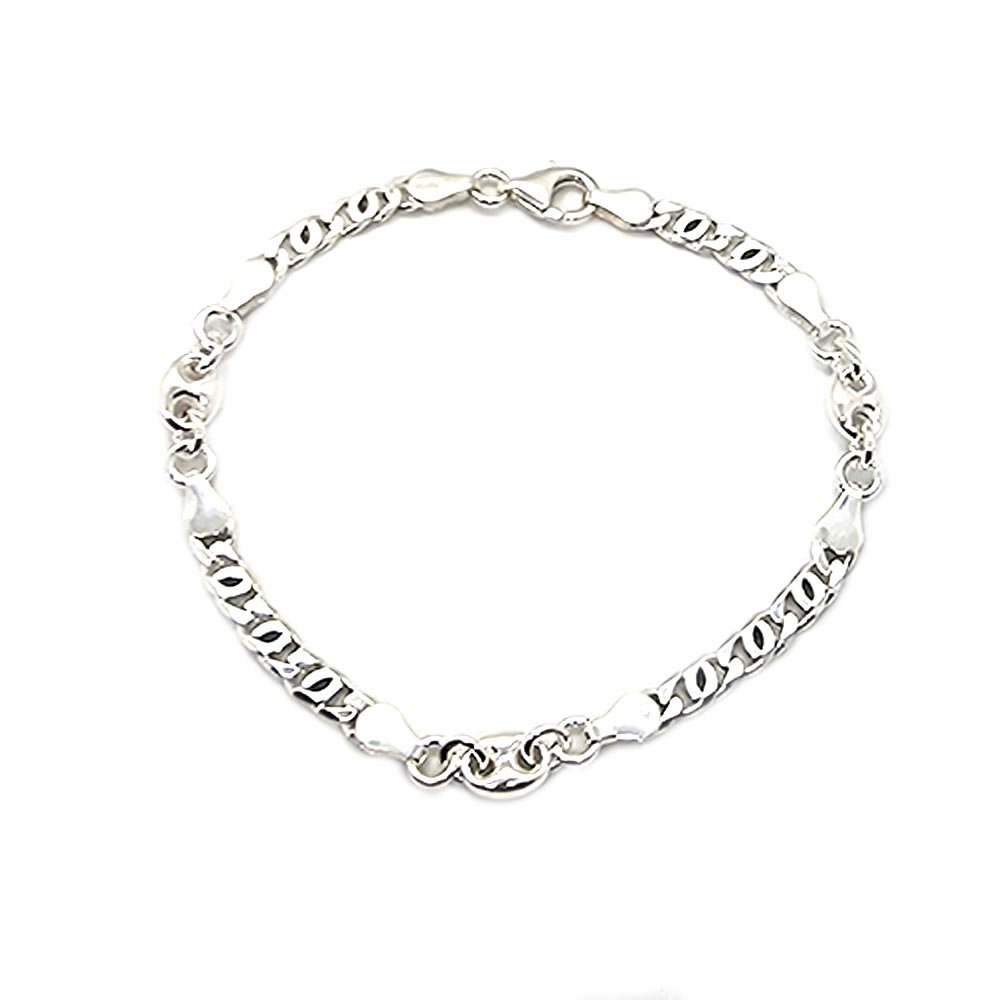 925 Sterling Silver Alternating Link Bracelet