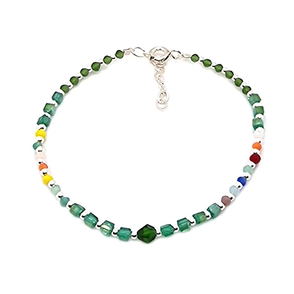 Fantasy bracelet sale of colored stones with silver beads