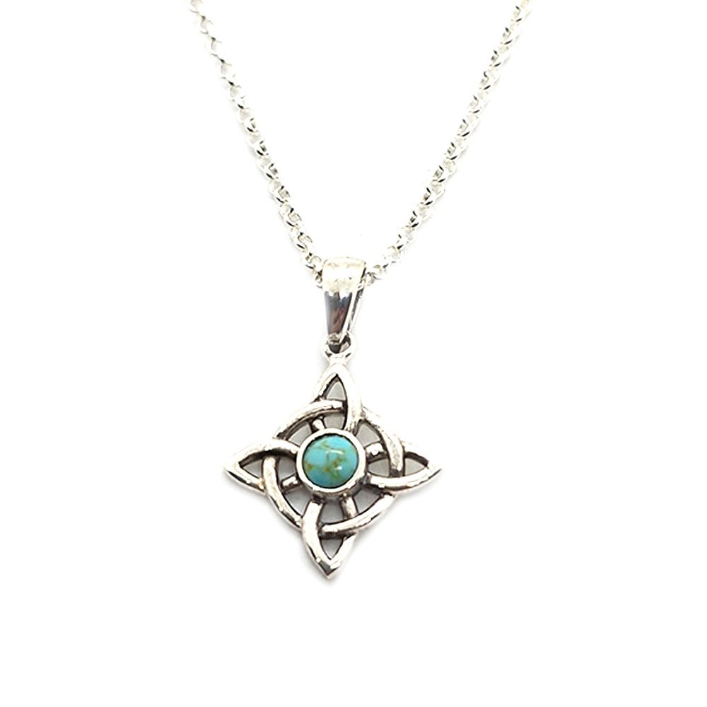 Eternal Magic Witch Knot Pendant for Sale with Turquoise Stone is 925 Sterling Silver