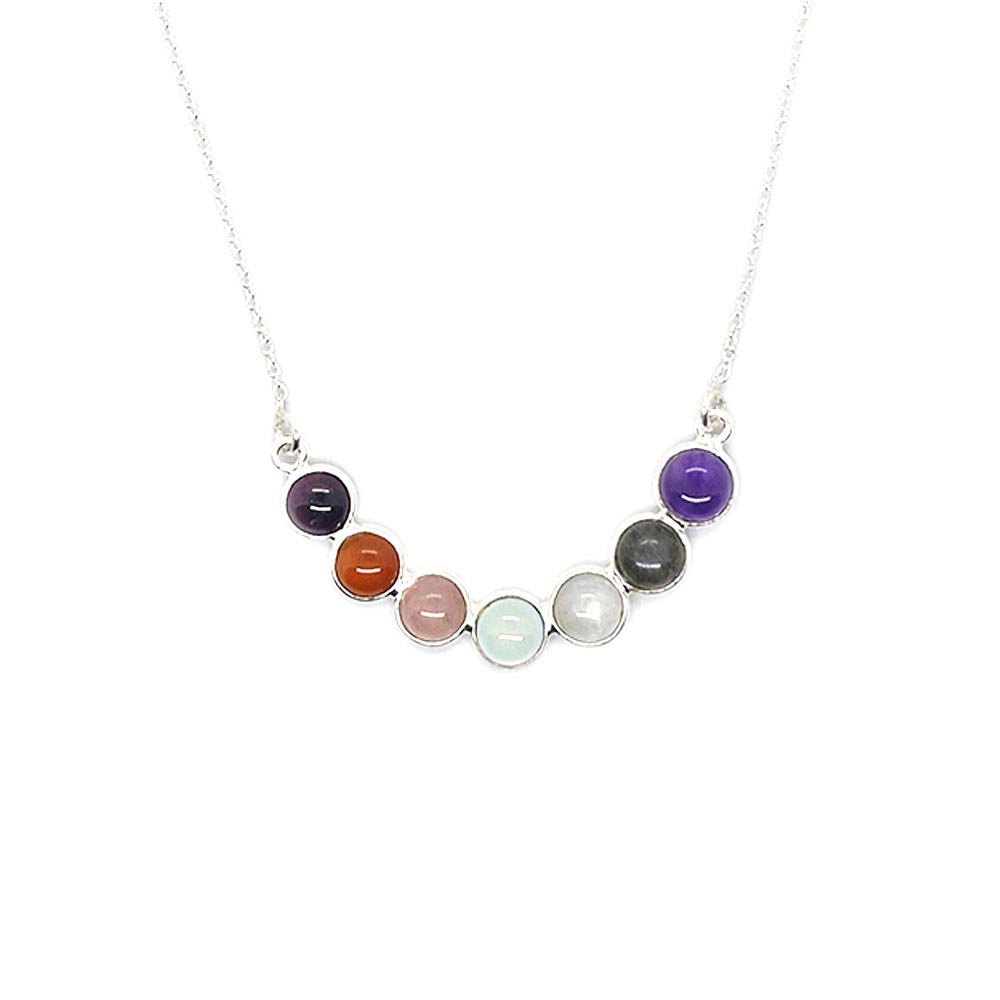 Natural Essence Necklace of 925 Sterling Silver Chakras