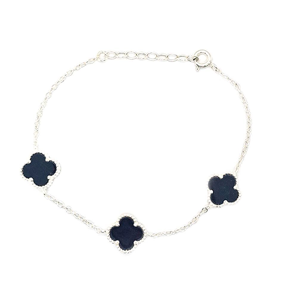 925 Sterling Silver Clover Bracelet for Sale