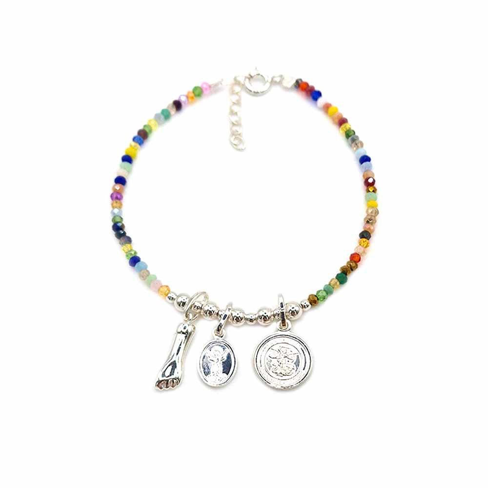 Pulseira para venda três medalhas em prata esterlina 925