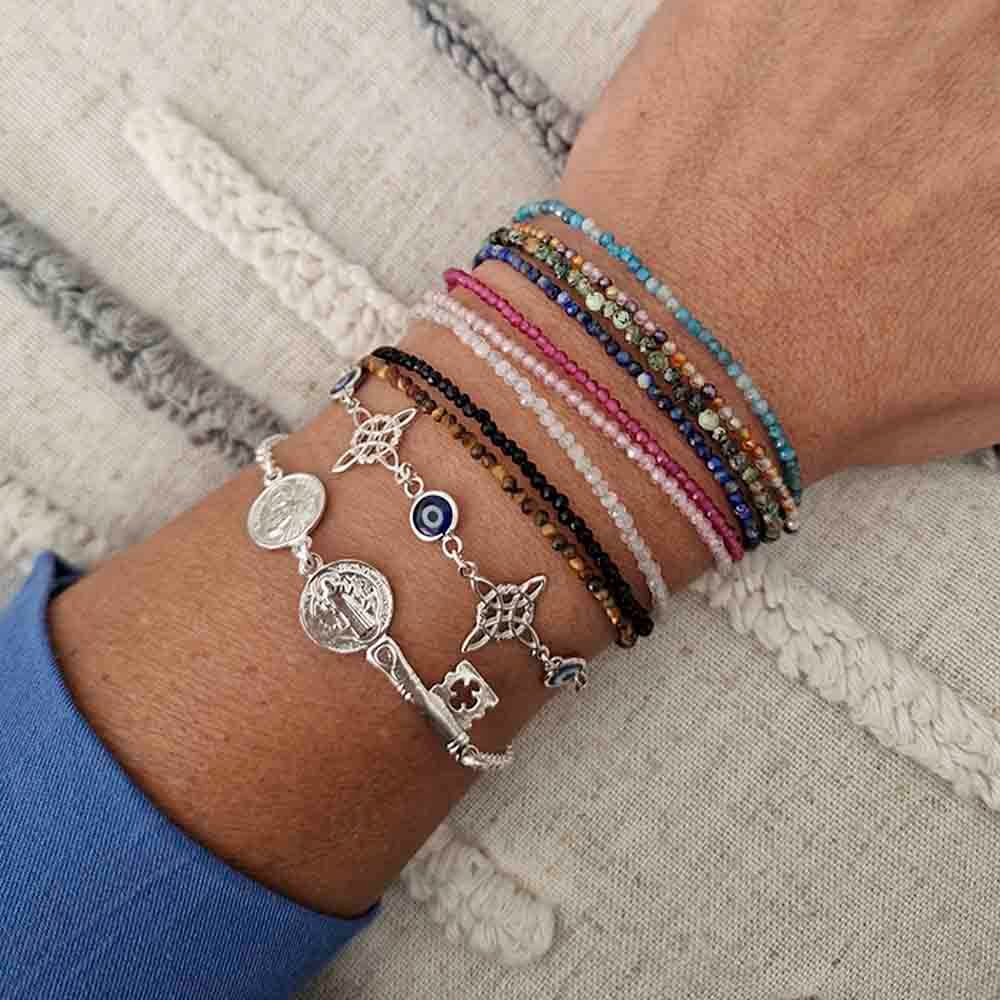 venta de pulseras artesanales piedras naturales de plata 925