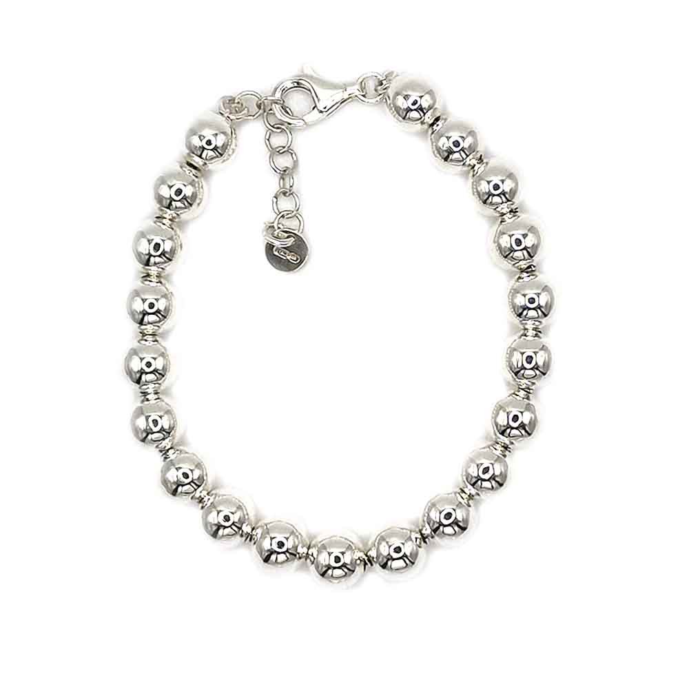 venta de pulsera de bolas lisas de 8mm de plata italiana