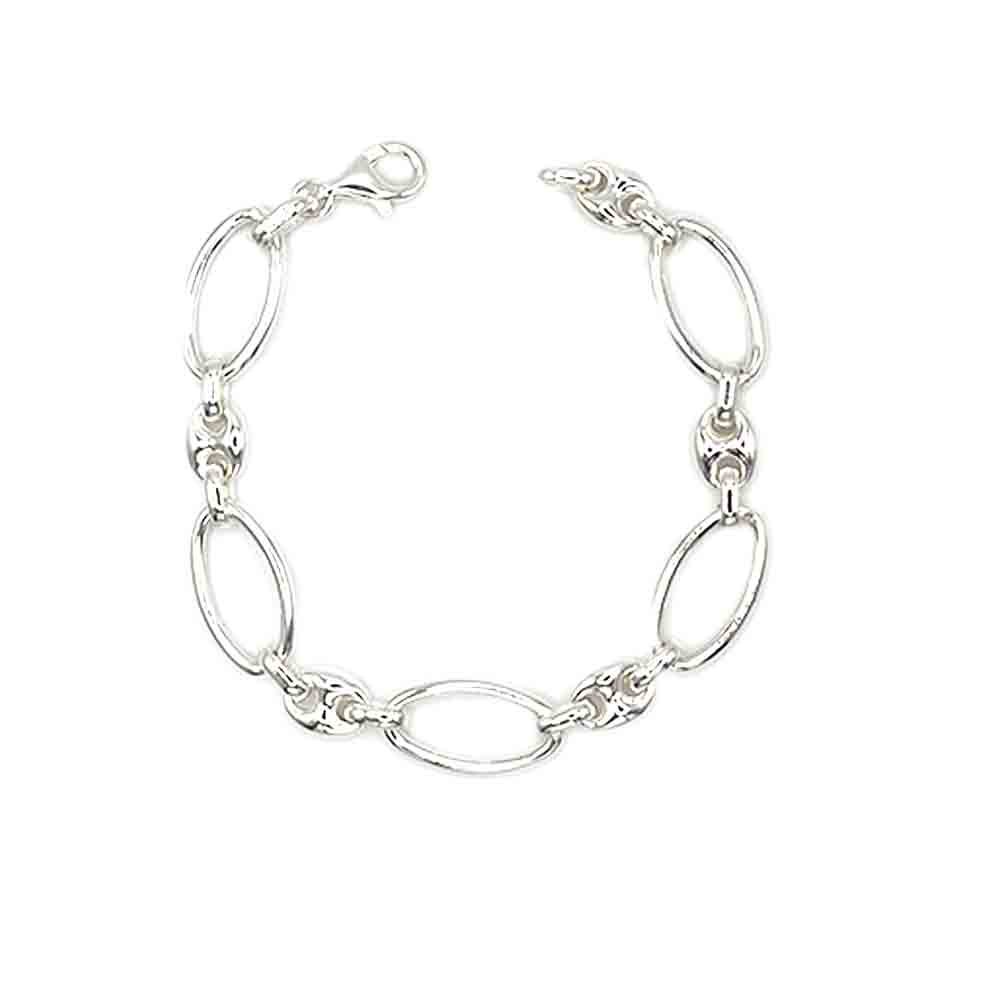 venta de pulsera italiana grano de cafe de plata, 19.5 cm de largo