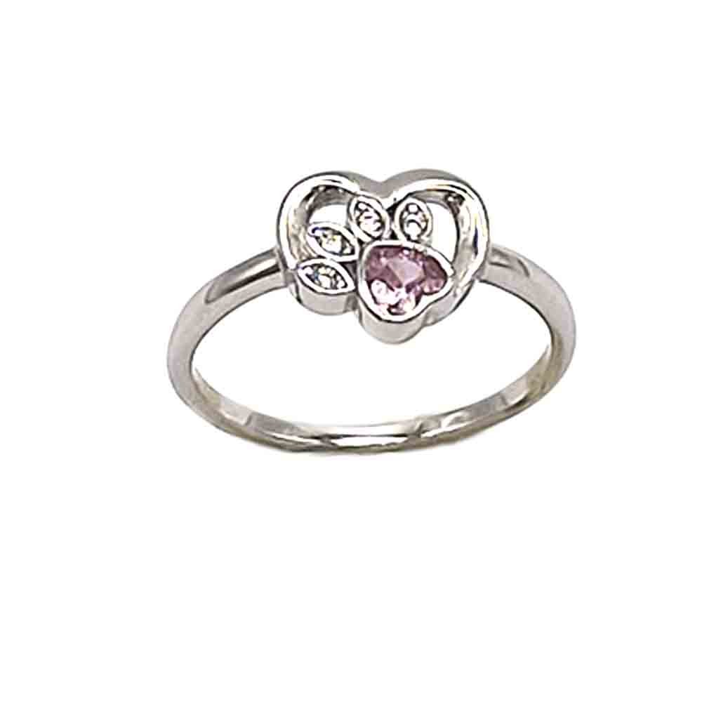 925 Silber-Footprint-Herzring zum Verkauf