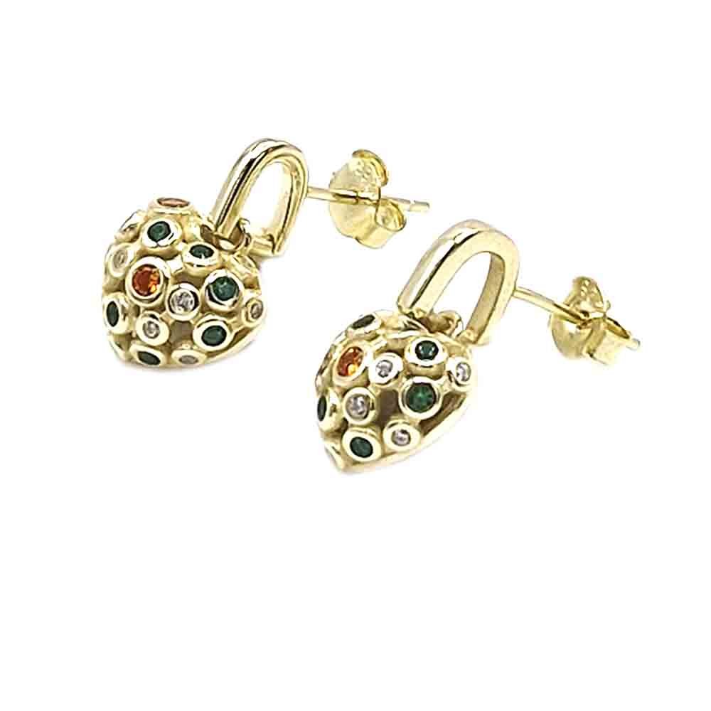 venta de pendiente Yasmira de plata de ley 925 chapado en dorado en forma de corazon