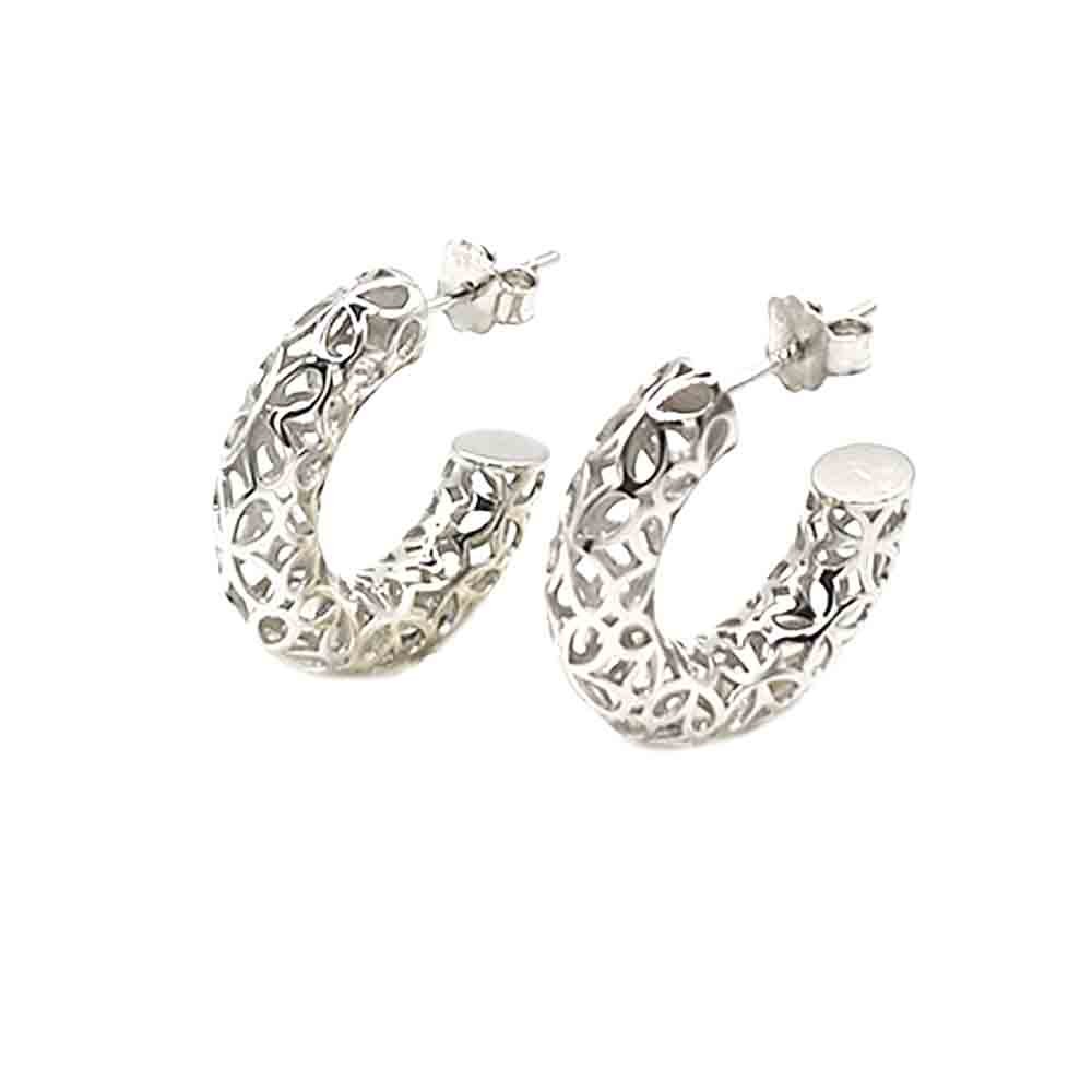 venta de aros pendientes yara diseño calado de plata 925