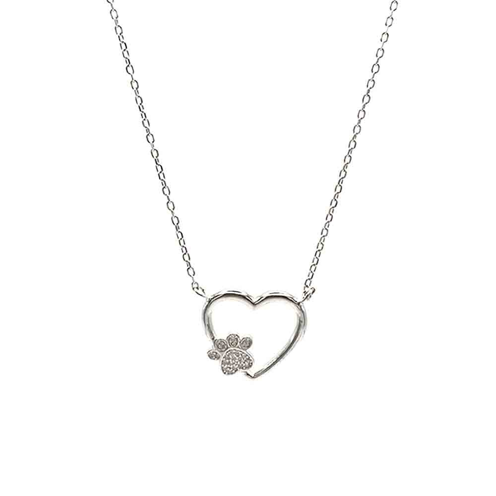 venta de gargantilla corazón huella de plata 925