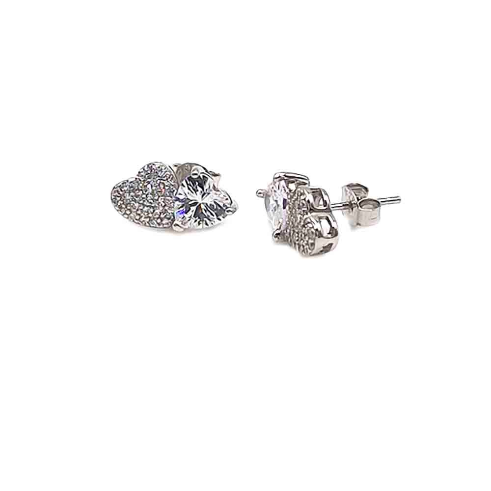 venta de pendiente ilusón en forma de corazón de plata 925