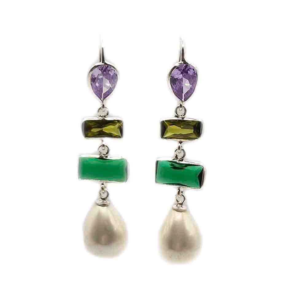 venta de pendiente rafaela de plata 925 y piedras de colores