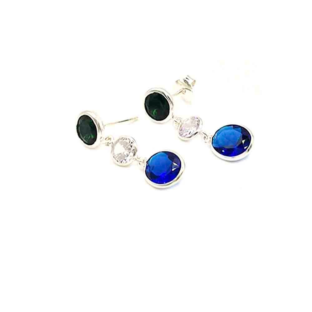 venta de pendiente Barú de plata 925 combinando piedra de color