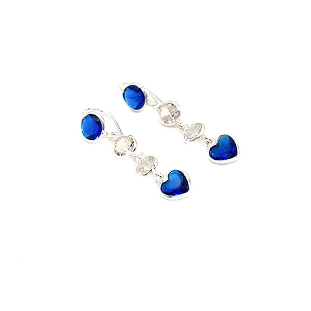 venta de dpendiente largo piedra redonda y corazón de plata 925