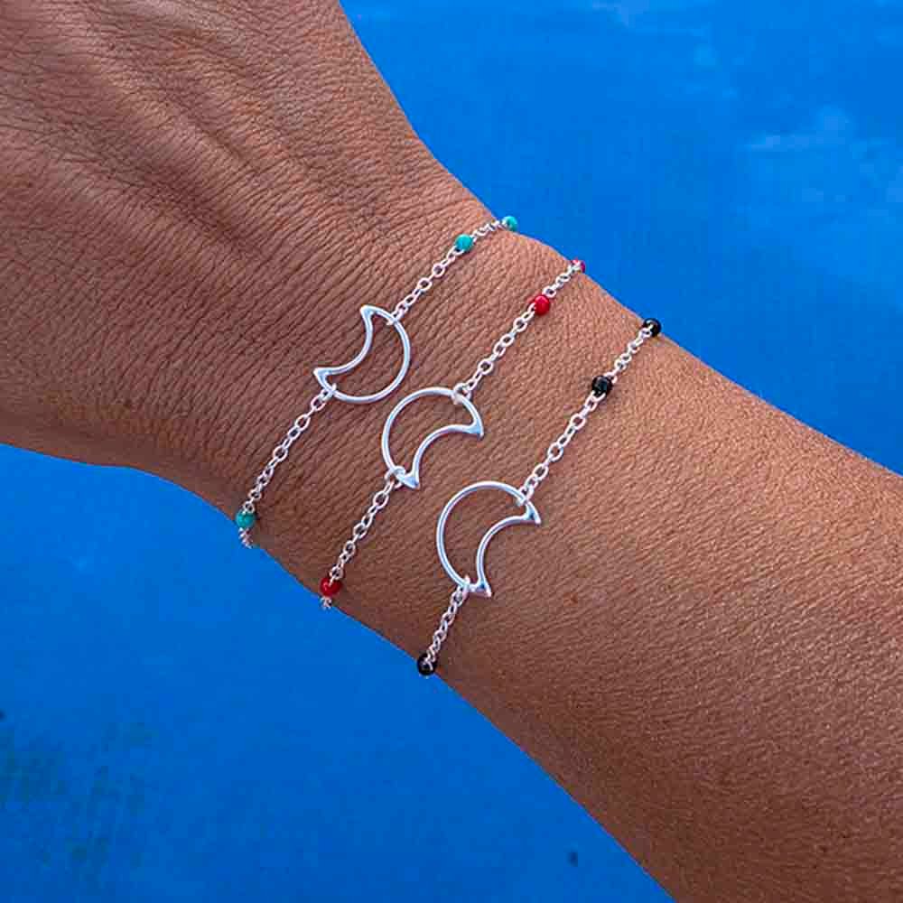 venta de pulsera media luna con piedras