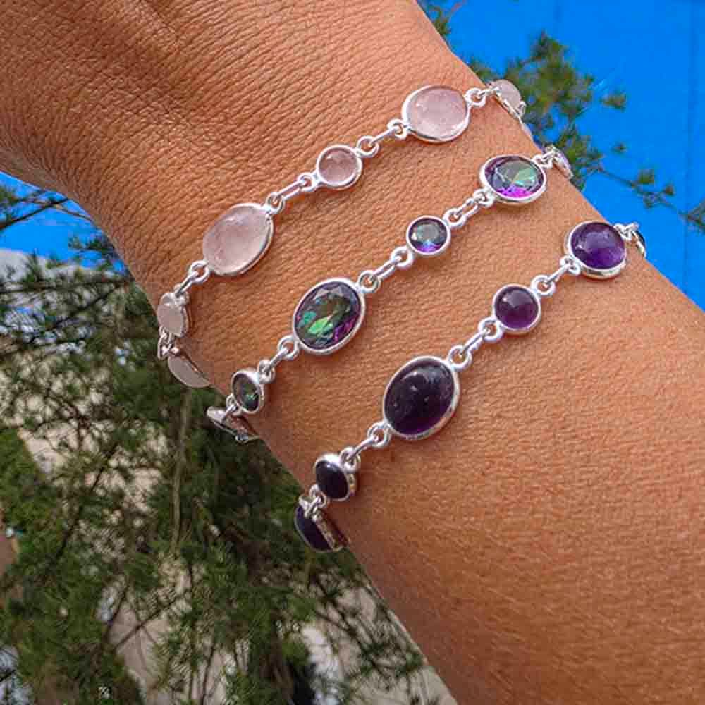 Braccialetto in pietra naturale d'argento 925 in vendita